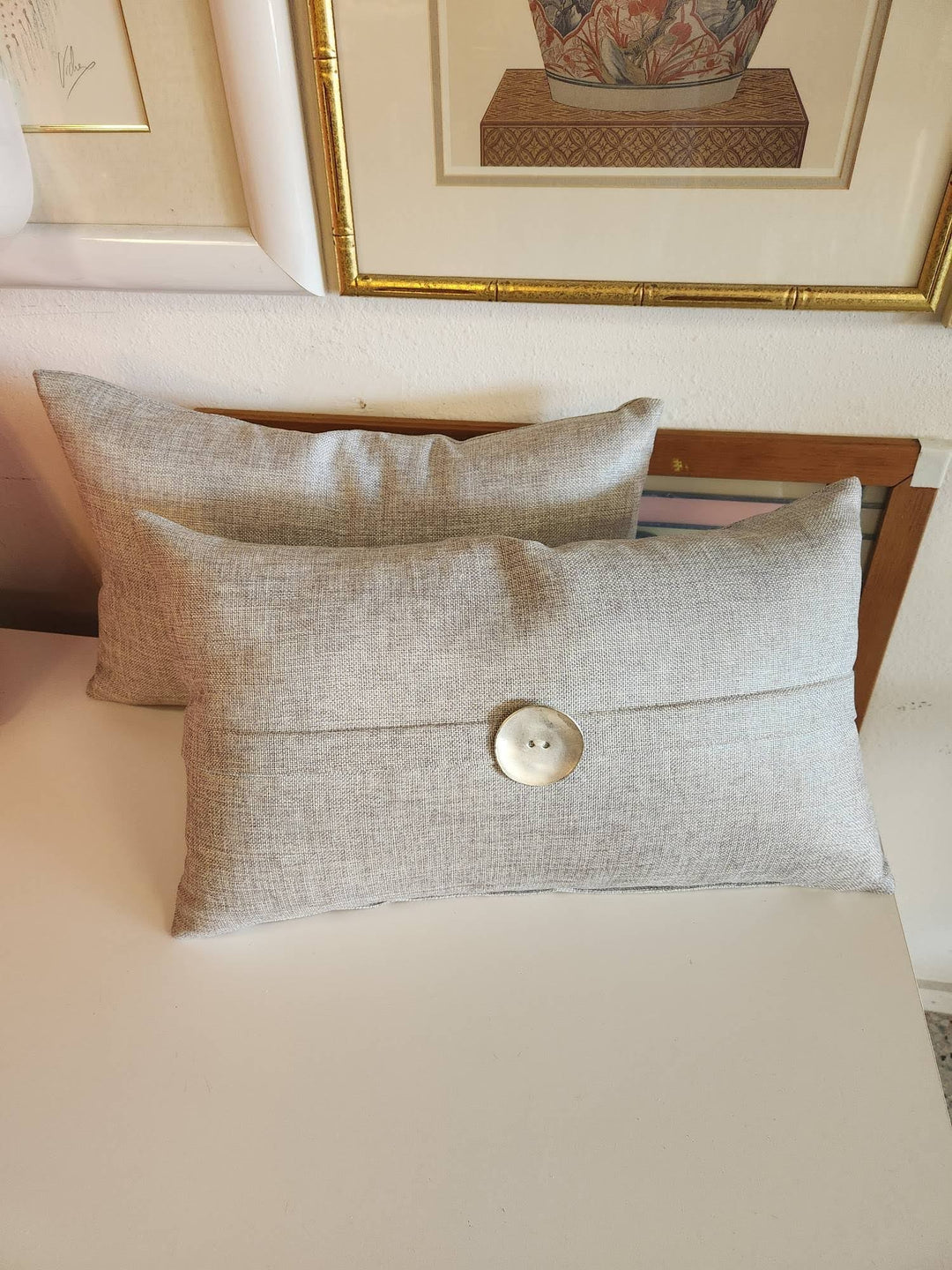Set of 2 - Grey Lumbar Pillow
