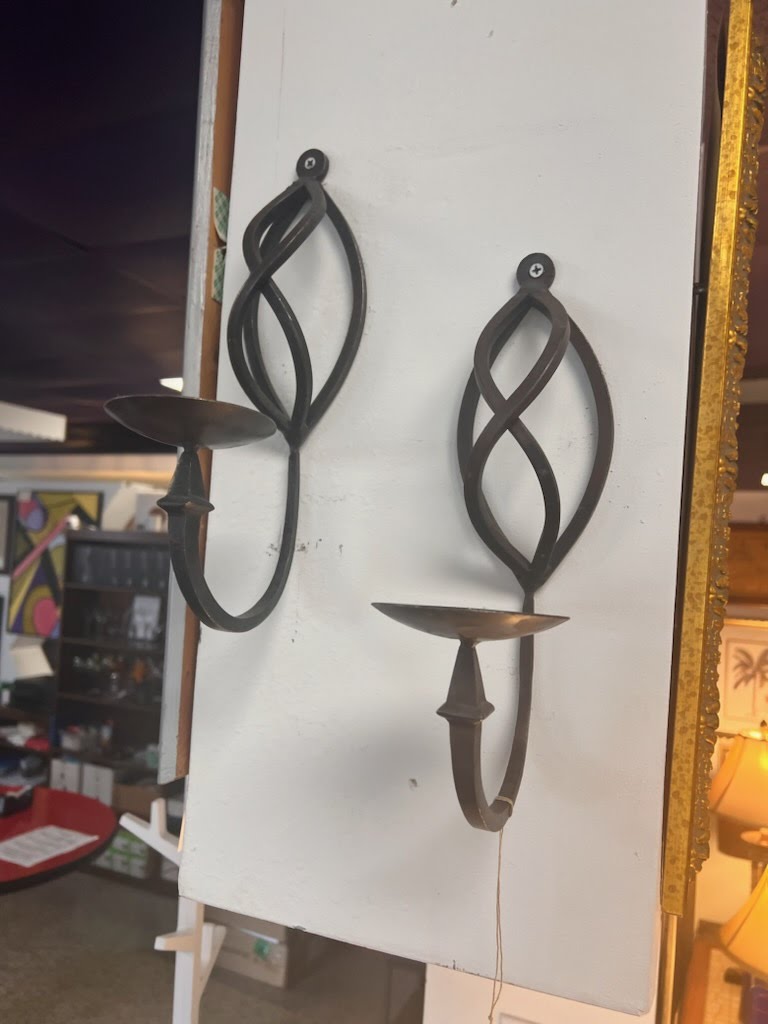 Set of 2 - wall sconce candles rough iron