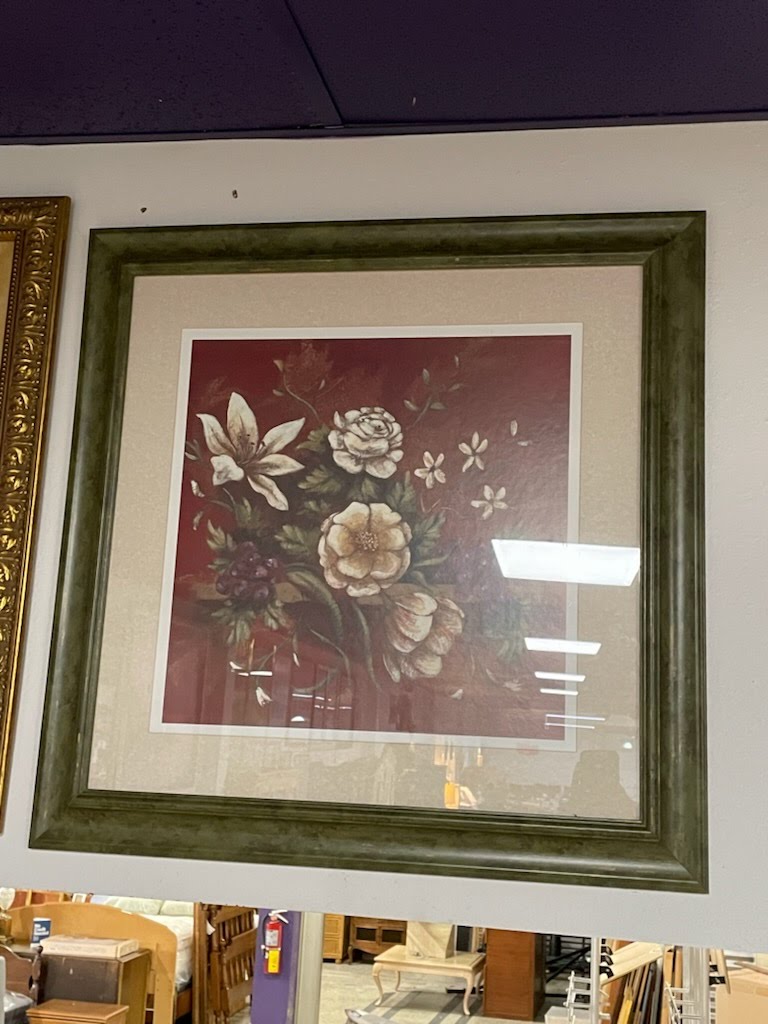 30"x30" Flower Art Green Frame