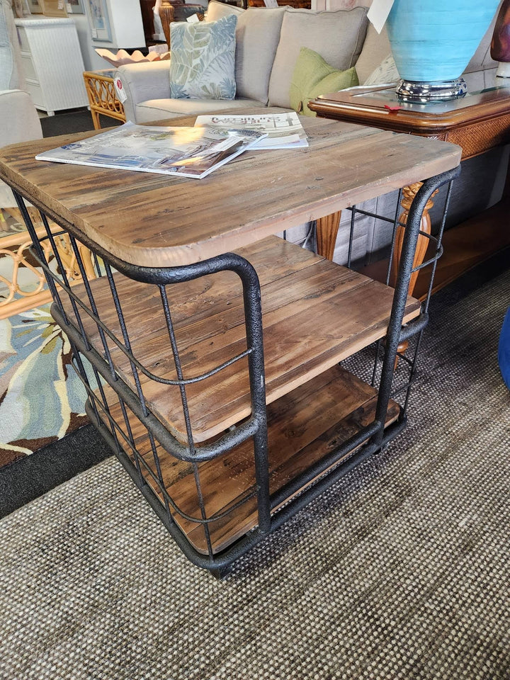 Handcrafted, Rustic Industrial End Table