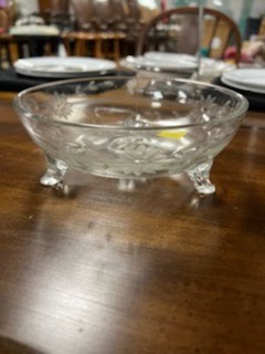 Footed Bowl with frosted flower design