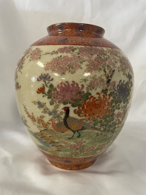 8" Pheasants Floral Oriental Decor