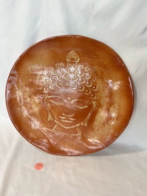14" Round Tiger Eye Buddha Decor Plate