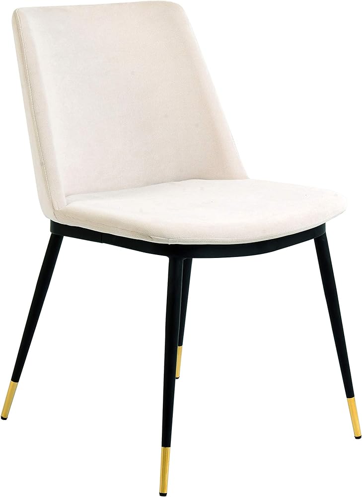 SET OF 2 - Tov Furniture Cream Velvet  Dining Chairs