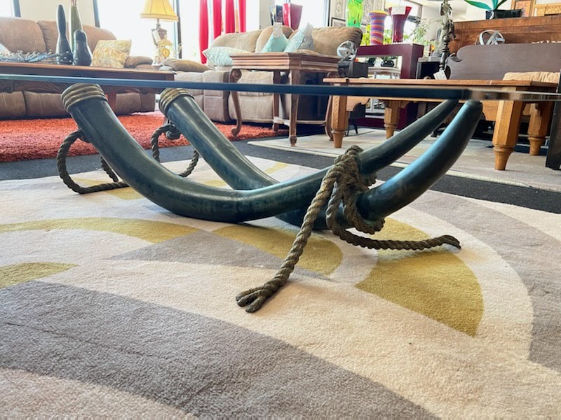 Large Bronze and Brass Elephant Tusk Coffee Table