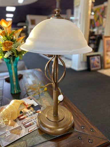 Bronze table lamp w/ frosted shade