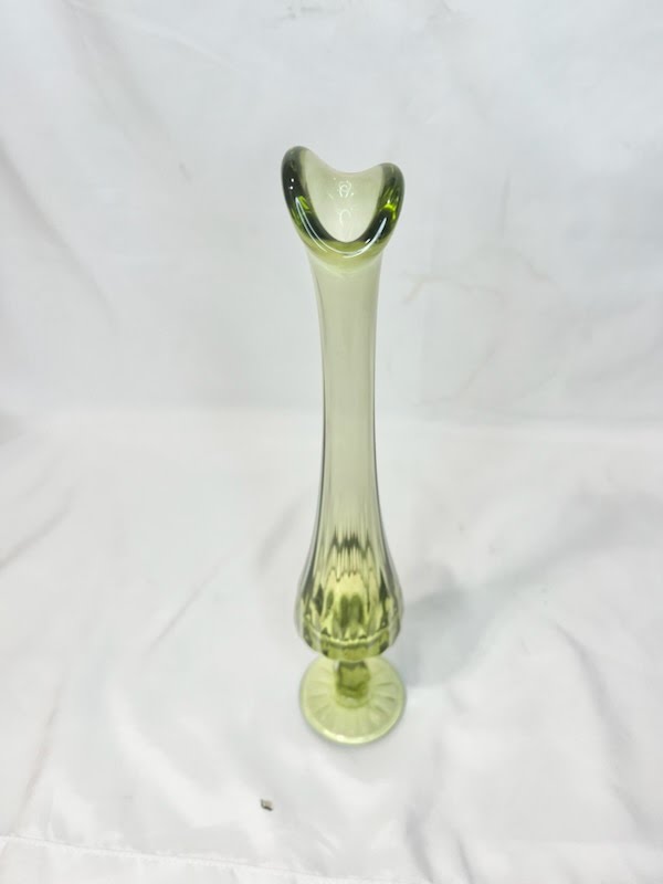 12" Tall Green Glass Vase