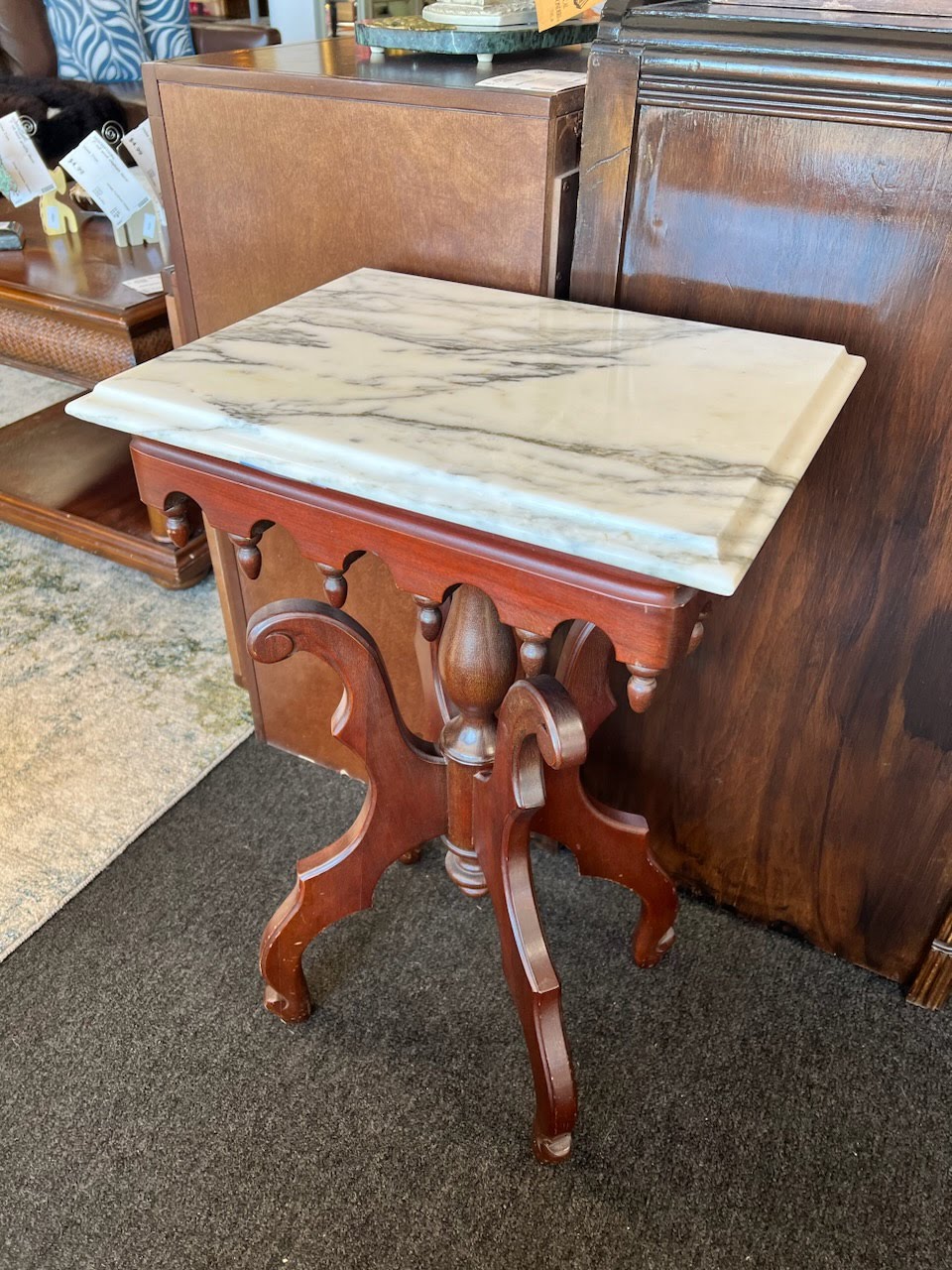 Antique End Table Marble Top