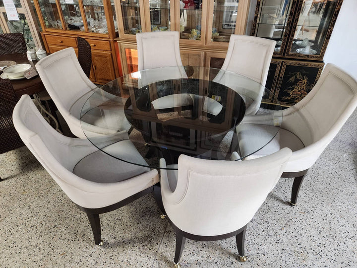 Dining Set 60" Round Glass with 5 Chairs