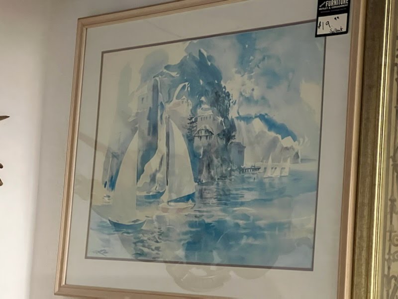 Blue Sailboat Painting