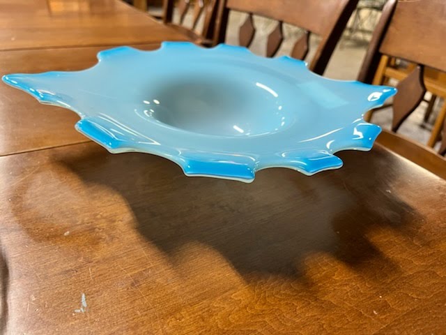 blue blown glass bowl