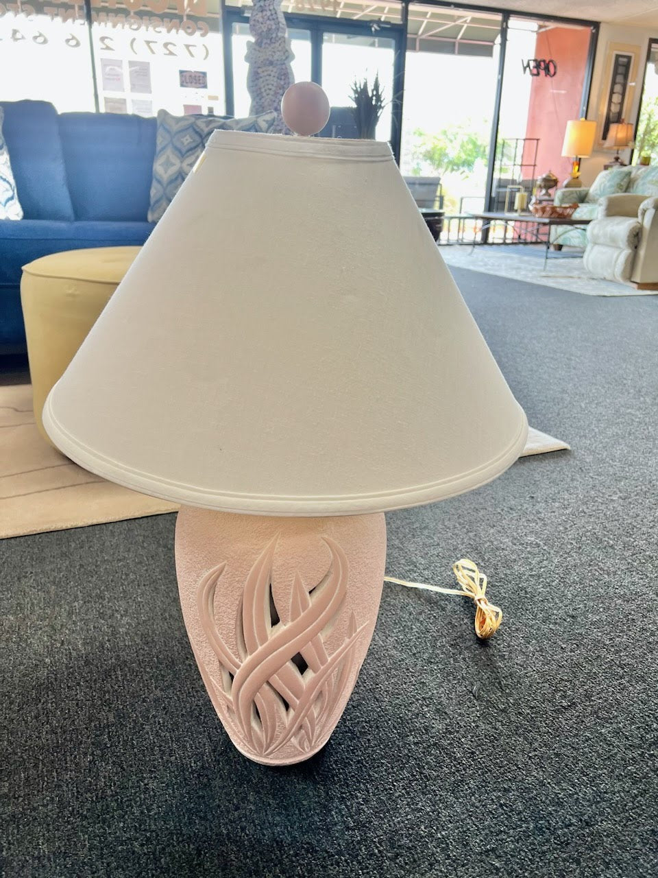 Pink Cut Out Floral Table Lamp