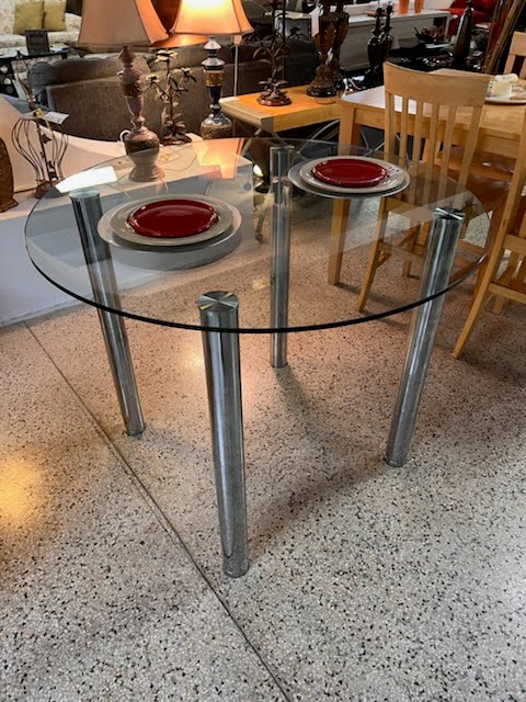 Counter Table Glass and Chrome