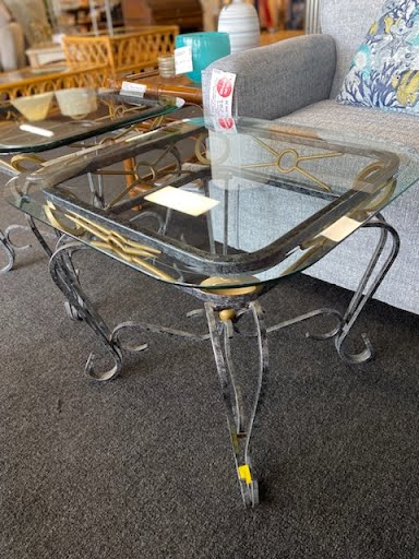 Set of 2 Glass top end tables