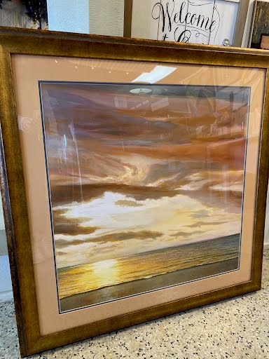 Sunset beach print w/ bronze frame