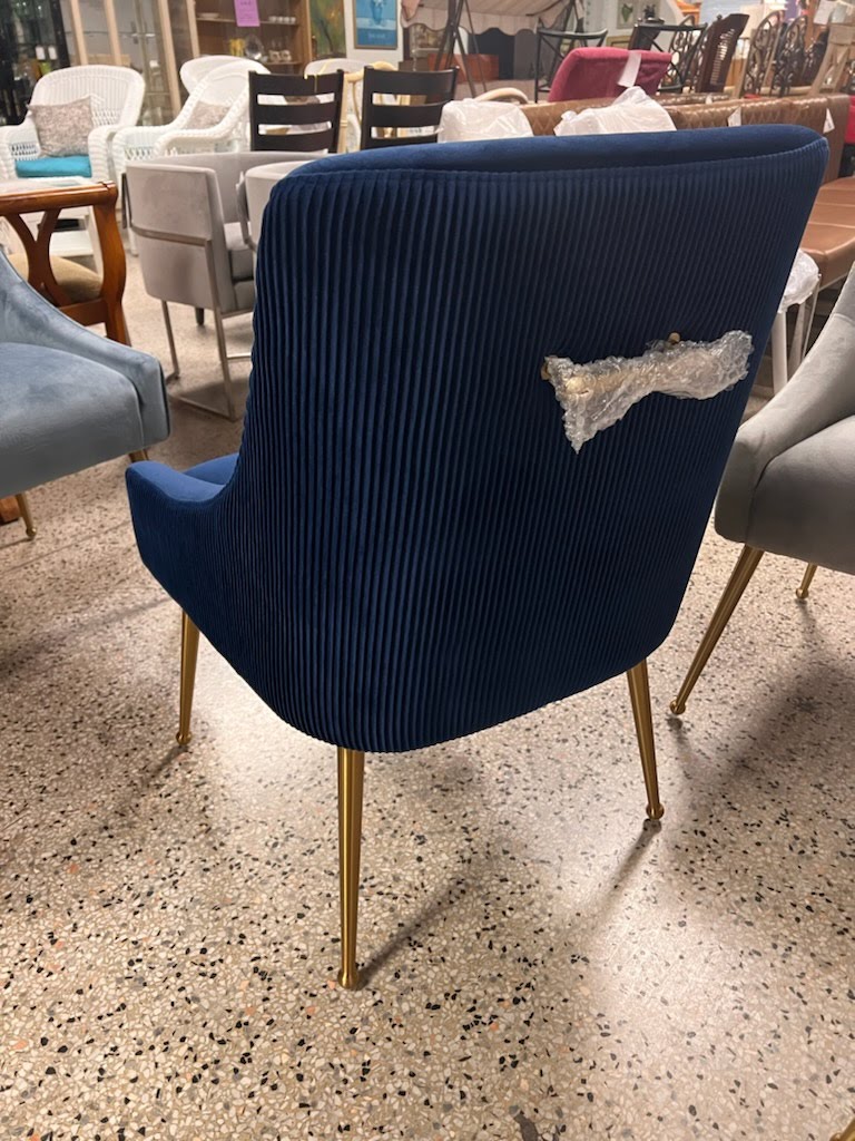 BRAND NEW Navy Pleated Velvet Tov Furniture Chair