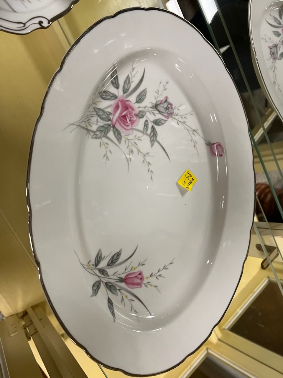 Serving Plate with pink flowers