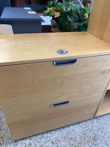 Maple wood file cabinet w/ lock combo
