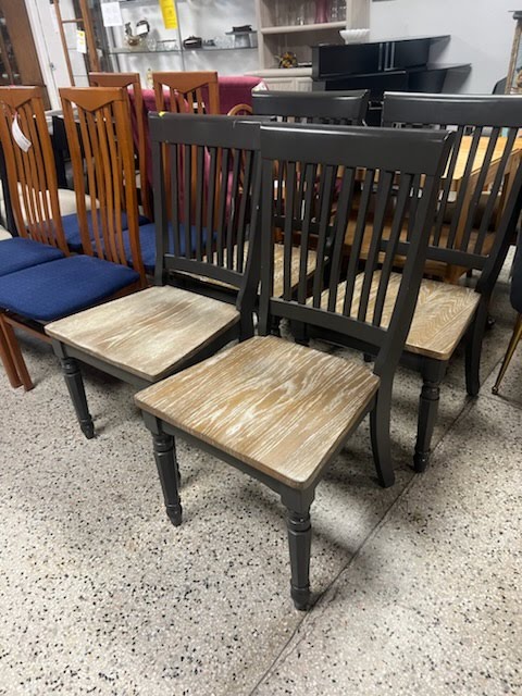 SET OF 4 - Two Tone Wood Dining Chairs