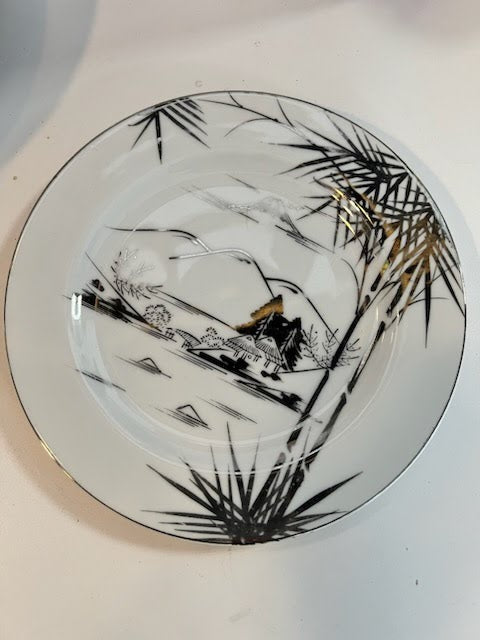 KUTANI 7.5" plate - bamboo - white - silver