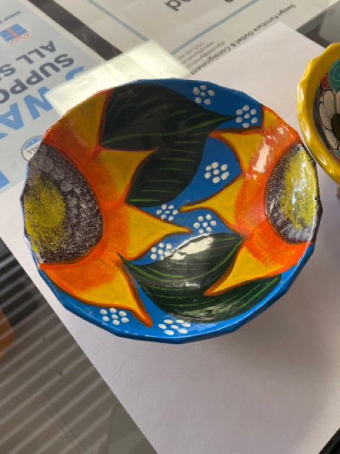 Set of 2 Clay Bowls Hand Painted