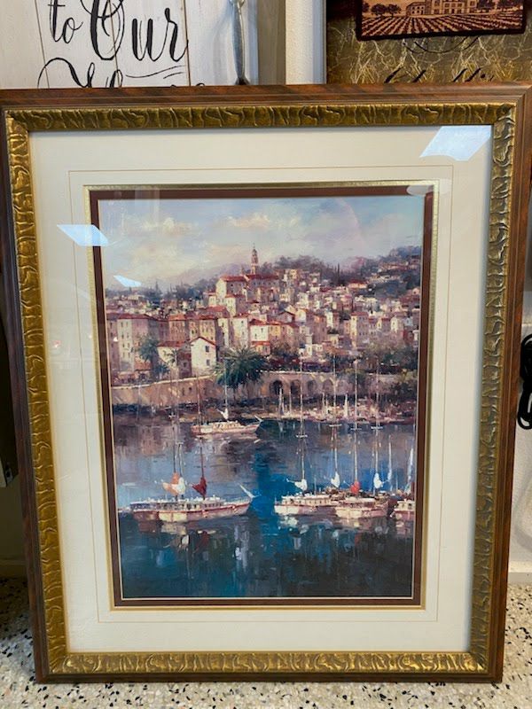 Water and boat scene, signed Peter Bell
