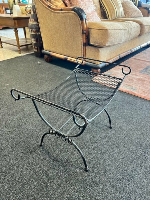 Small metal curved seat bench