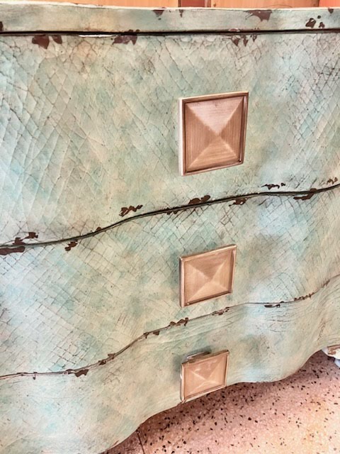 Turquoise Crackle Finish Hooker Furniture Chest