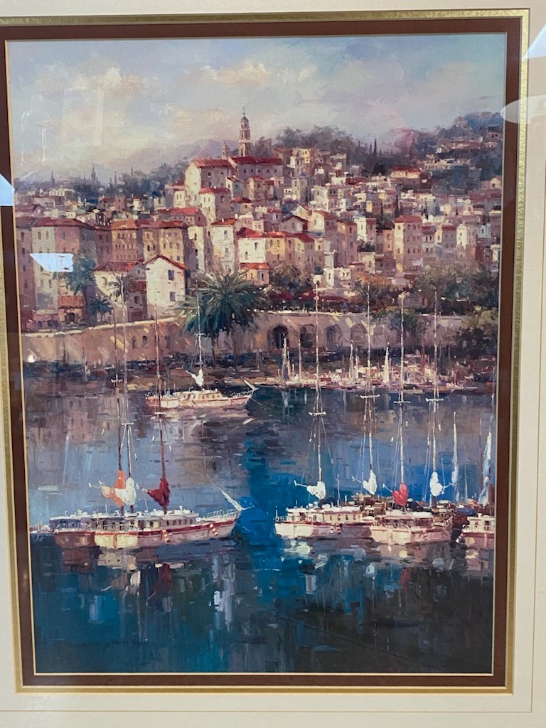 Water and boat scene, signed Peter Bell