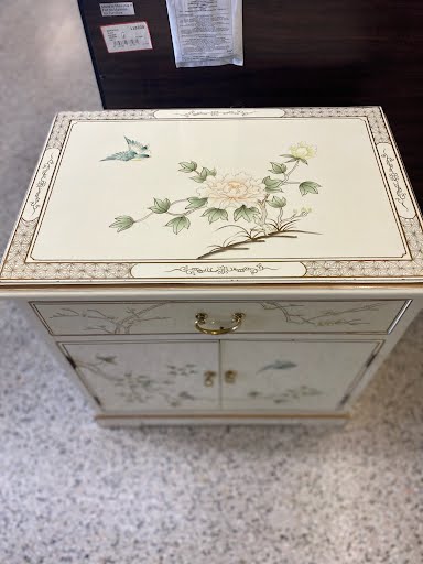 White 2 drawer oriental nightstand