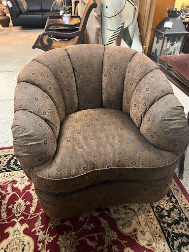 Century Furniture, Swivel arm chair, barrel style shell back - Brown