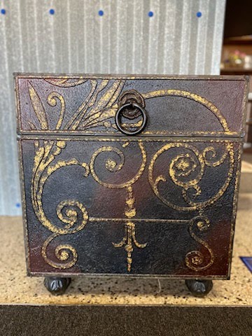 Metal chest w/ gold accents