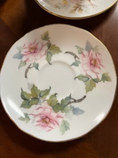 Tea cup and saucer, pink flowers