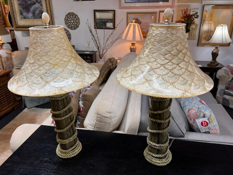 SET OF 2 - Glass Shade Table Lamp