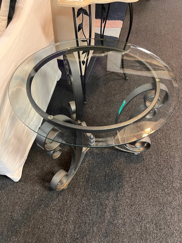 25" Round Glass Top End Table