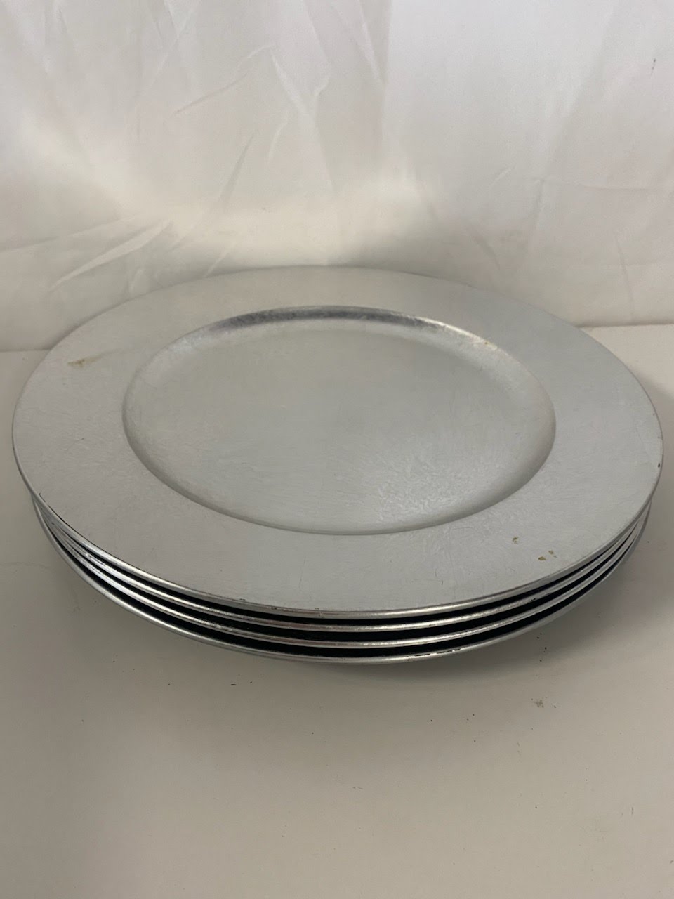 SET OF 4 - Silver Chargers Plates