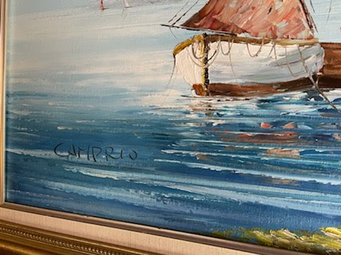 Sail Boar Signed Framed Art