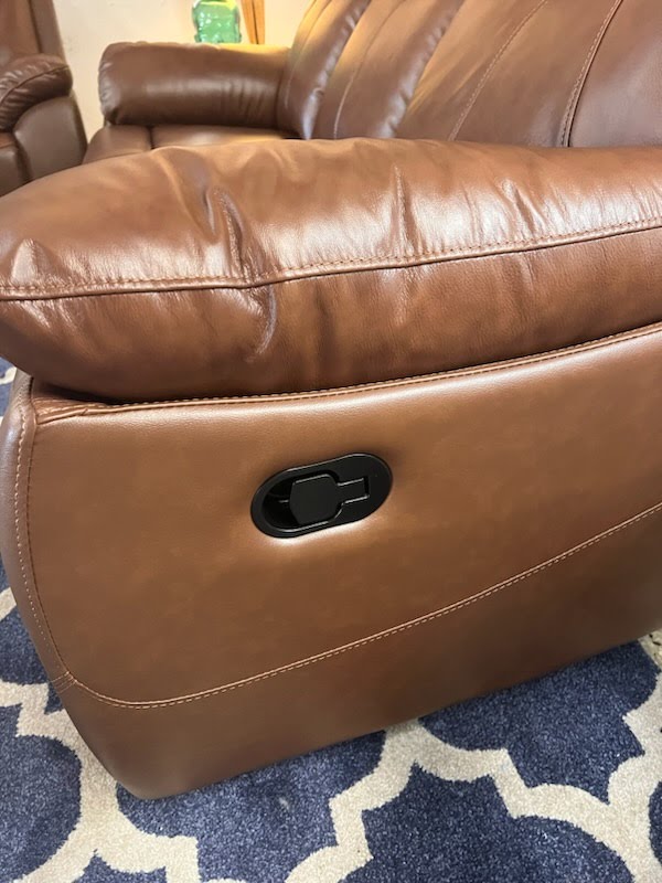 BRAND NEW Brazil Chocolate Leather Manual Double Recliner Sofa