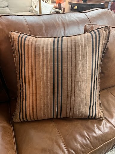 Set of 2 - Striped brown accent pillow
