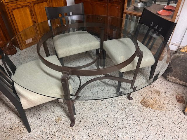 60" Round Glass Top Dining Table