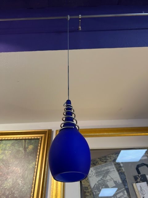 Royal Blue Glass Shade Sconce with Metal Twist